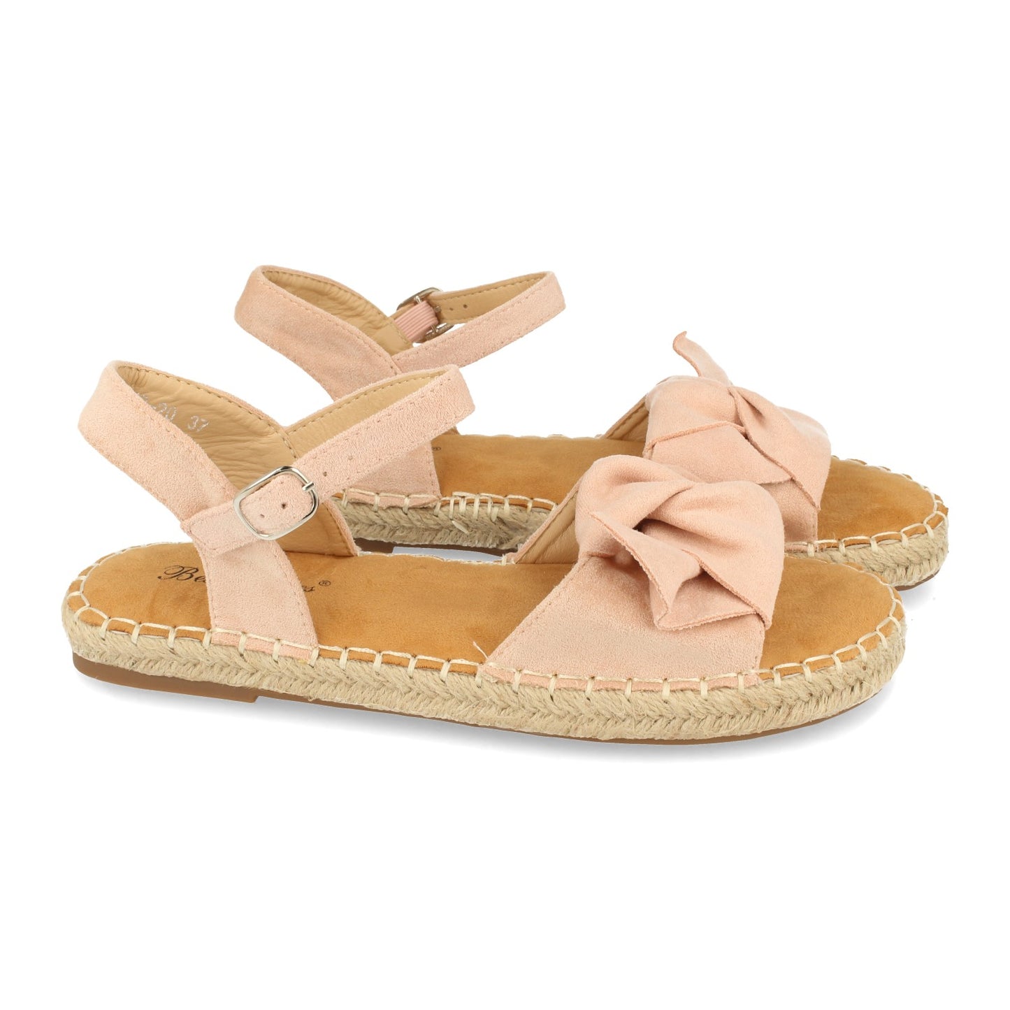 Sandalia plana de yute casual con lazo y pulsera ajustable primavera verano