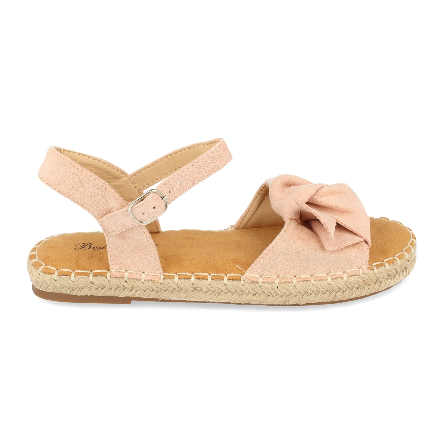 Sandalia plana de yute casual con lazo y pulsera ajustable primavera verano