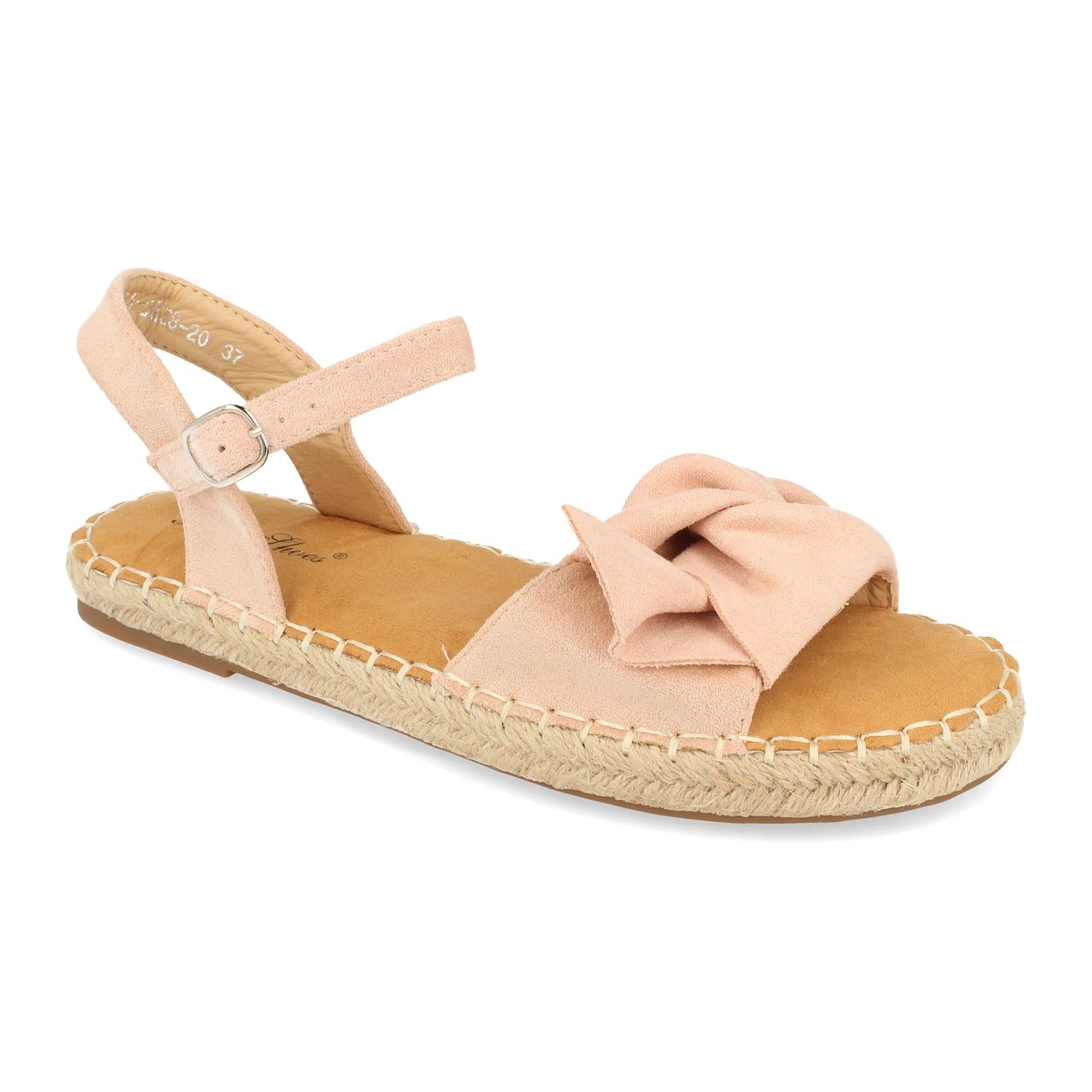 Sandalia plana de yute casual con lazo y pulsera ajustable primavera verano