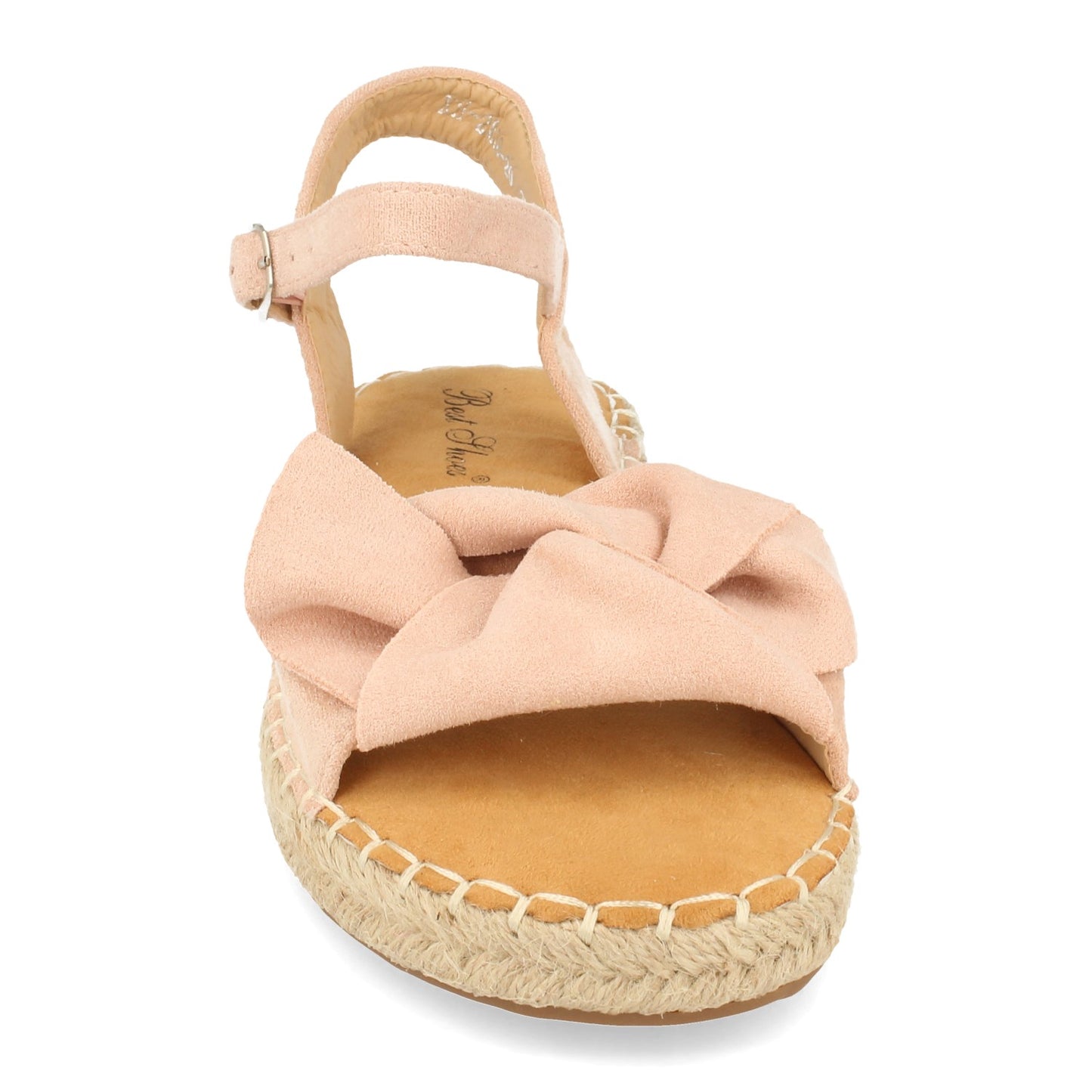 Sandalia plana de yute casual con lazo y pulsera ajustable primavera verano