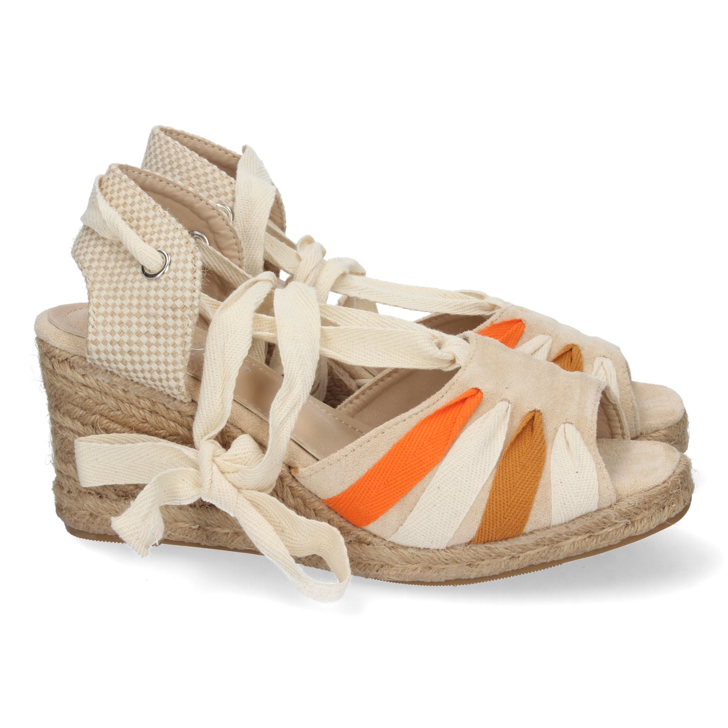 Sandalias de Cuña para Mujer Forrada de Yute Cómodas con Pala de Colores y Cierre de Cordones Primavera Verano