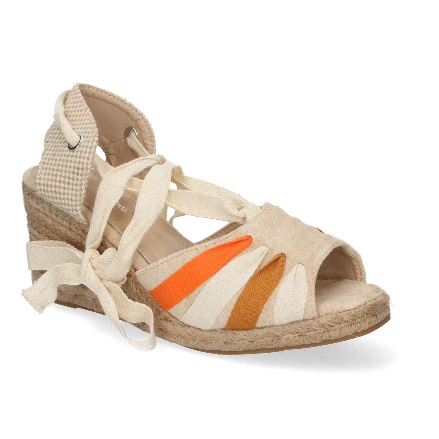 Sandalias de Cuña para Mujer Forrada de Yute Cómodas con Pala de Colores y Cierre de Cordones Primavera Verano