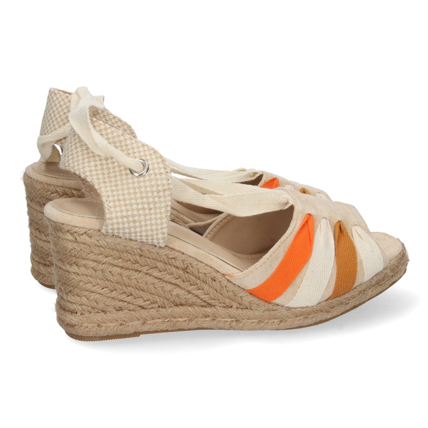 Sandalias de Cuña para Mujer Forrada de Yute Cómodas con Pala de Colores y Cierre de Cordones Primavera Verano