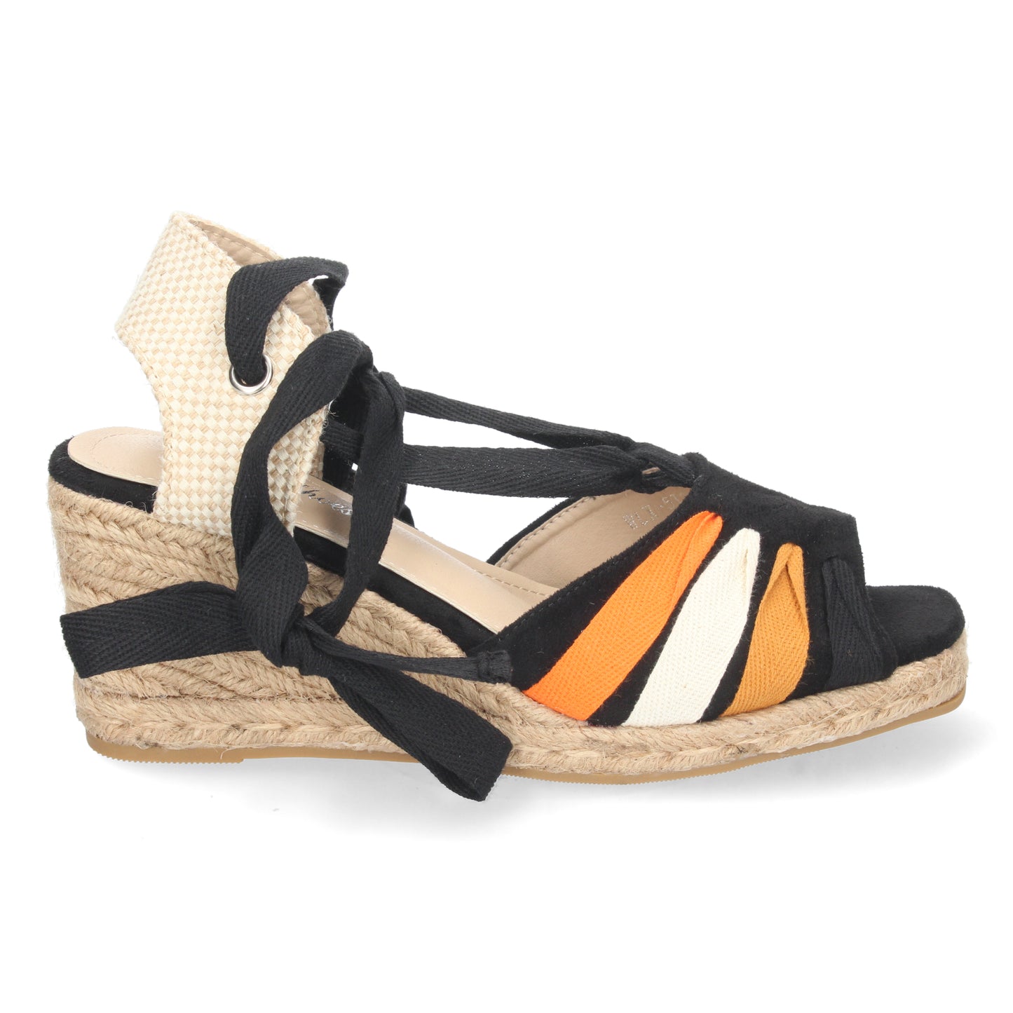 Sandalias de Cuña para Mujer Forrada de Yute Cómodas con Pala de Colores y Cierre de Cordones Primavera Verano