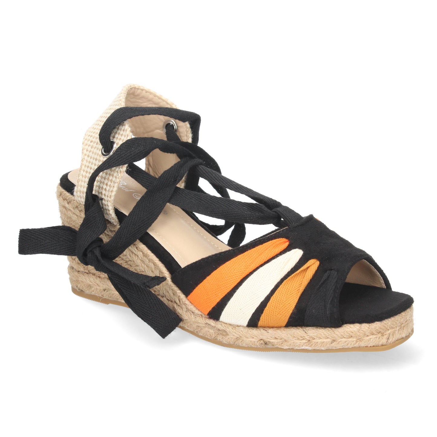 Sandalias de Cuña para Mujer Forrada de Yute Cómodas con Pala de Colores y Cierre de Cordones Primavera Verano