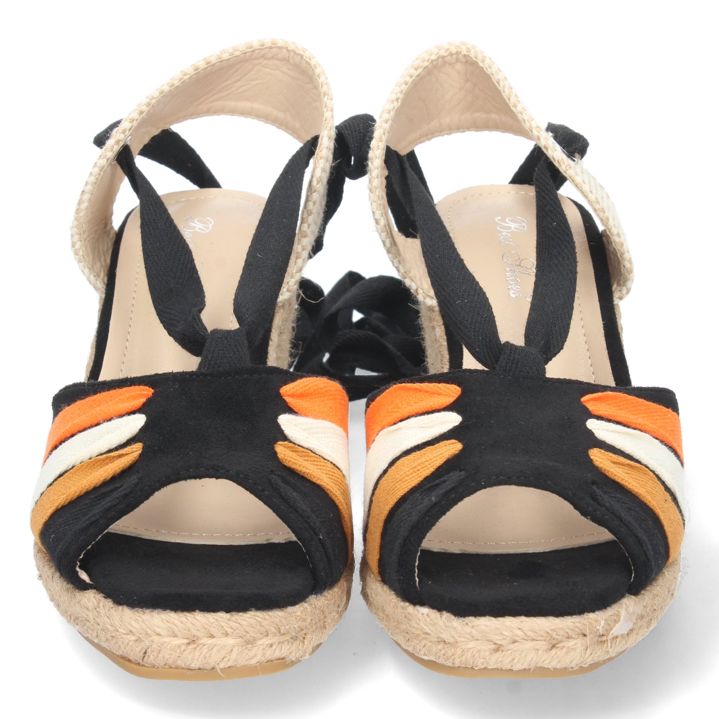 Sandalias de Cuña para Mujer Forrada de Yute Cómodas con Pala de Colores y Cierre de Cordones Primavera Verano