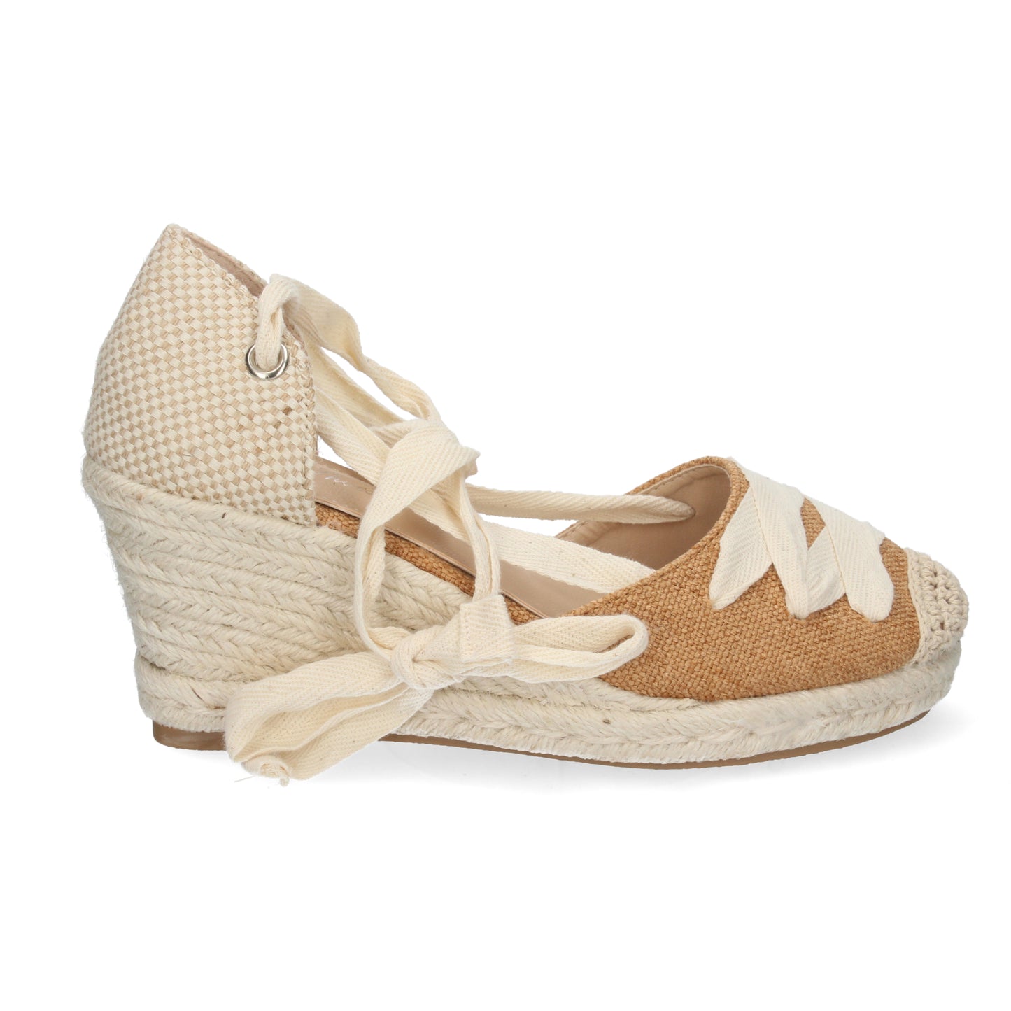 Sandalias de Cuña para Mujer Forrada de Yute Cómodas Pala con Cordón Cruzado y Cierre de Cordones Primavera Verano