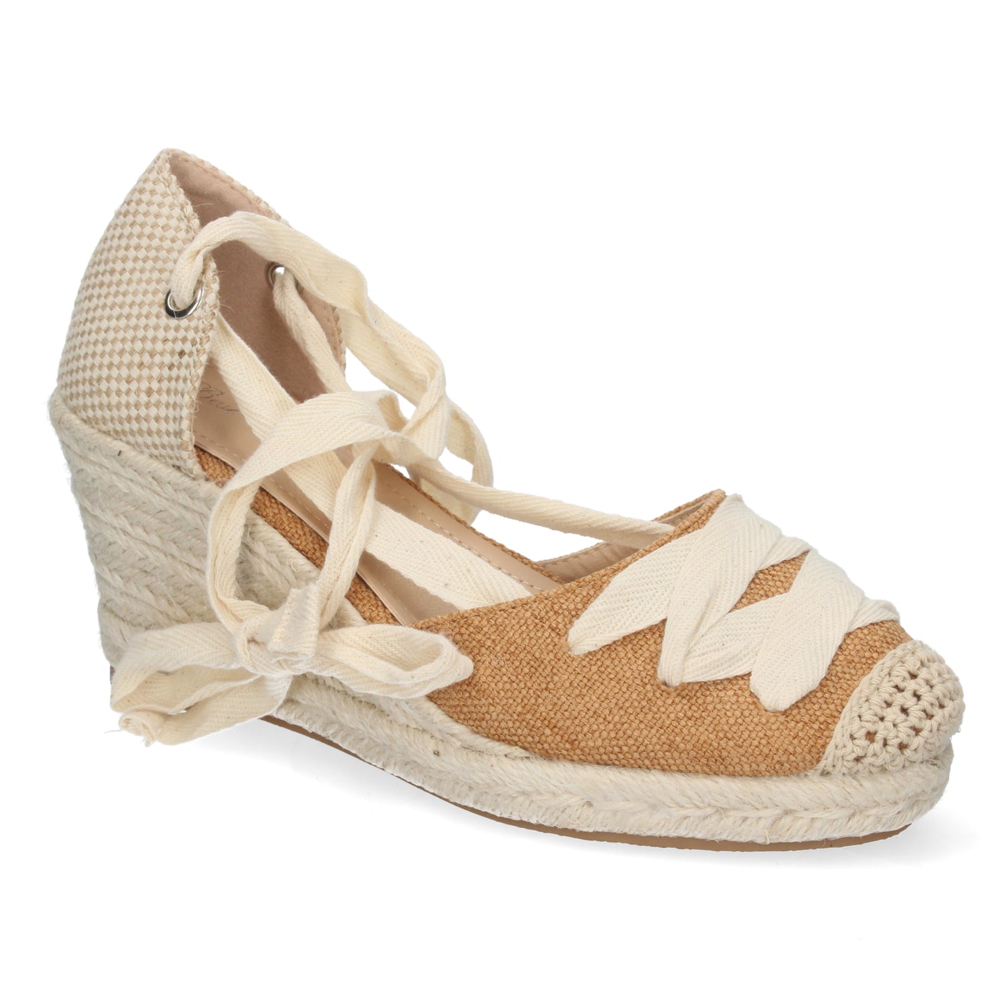 Sandalias de Cuña para Mujer Forrada de Yute Cómodas Pala con Cordón Cruzado y Cierre de Cordones Primavera Verano