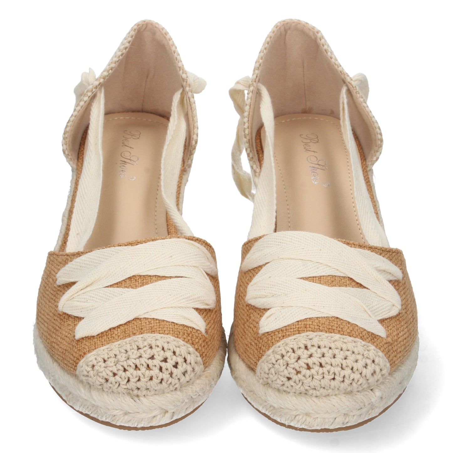 Sandalias de Cuña para Mujer Forrada de Yute Cómodas Pala con Cordón Cruzado y Cierre de Cordones Primavera Verano