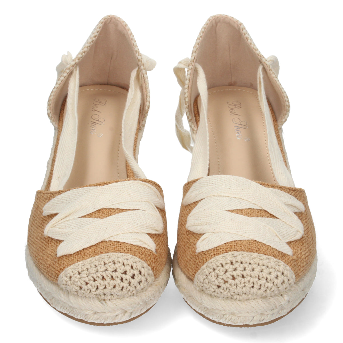 Sandalias de Cuña para Mujer Forrada de Yute Cómodas Pala con Cordón Cruzado y Cierre de Cordones Primavera Verano