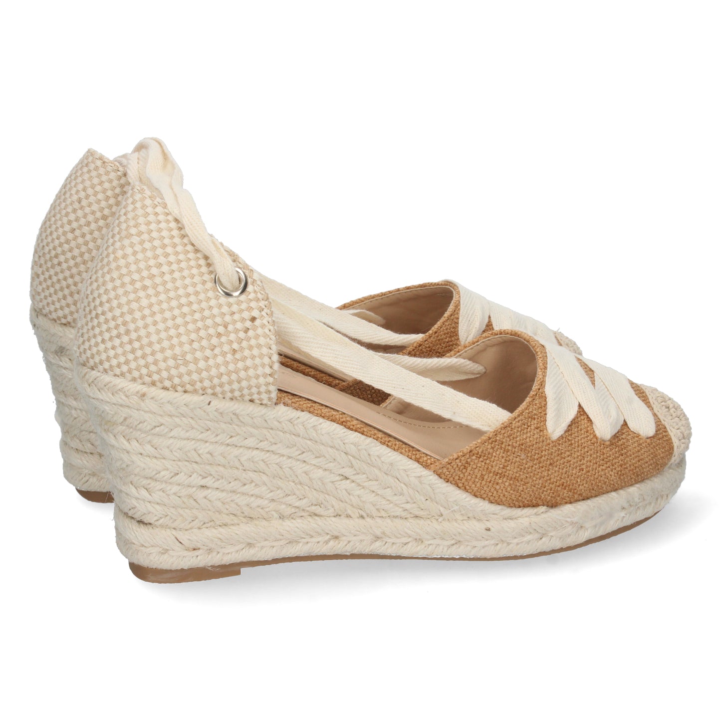 Sandalias de Cuña para Mujer Forrada de Yute Cómodas Pala con Cordón Cruzado y Cierre de Cordones Primavera Verano