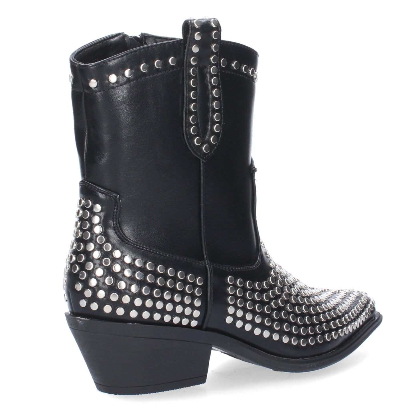 Botín de Mujer con Tacón de Punta Fina Adornado con Tachuelas Metálicas