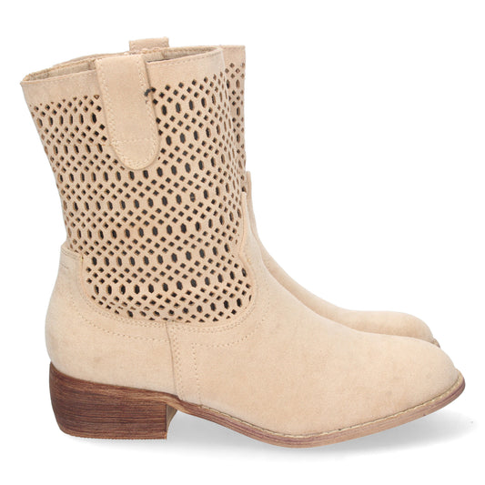 Botín de Tacón Bajo para Mujer Cómodo con Calados en la Caña y Cierre de Cremallera Primavera Verano