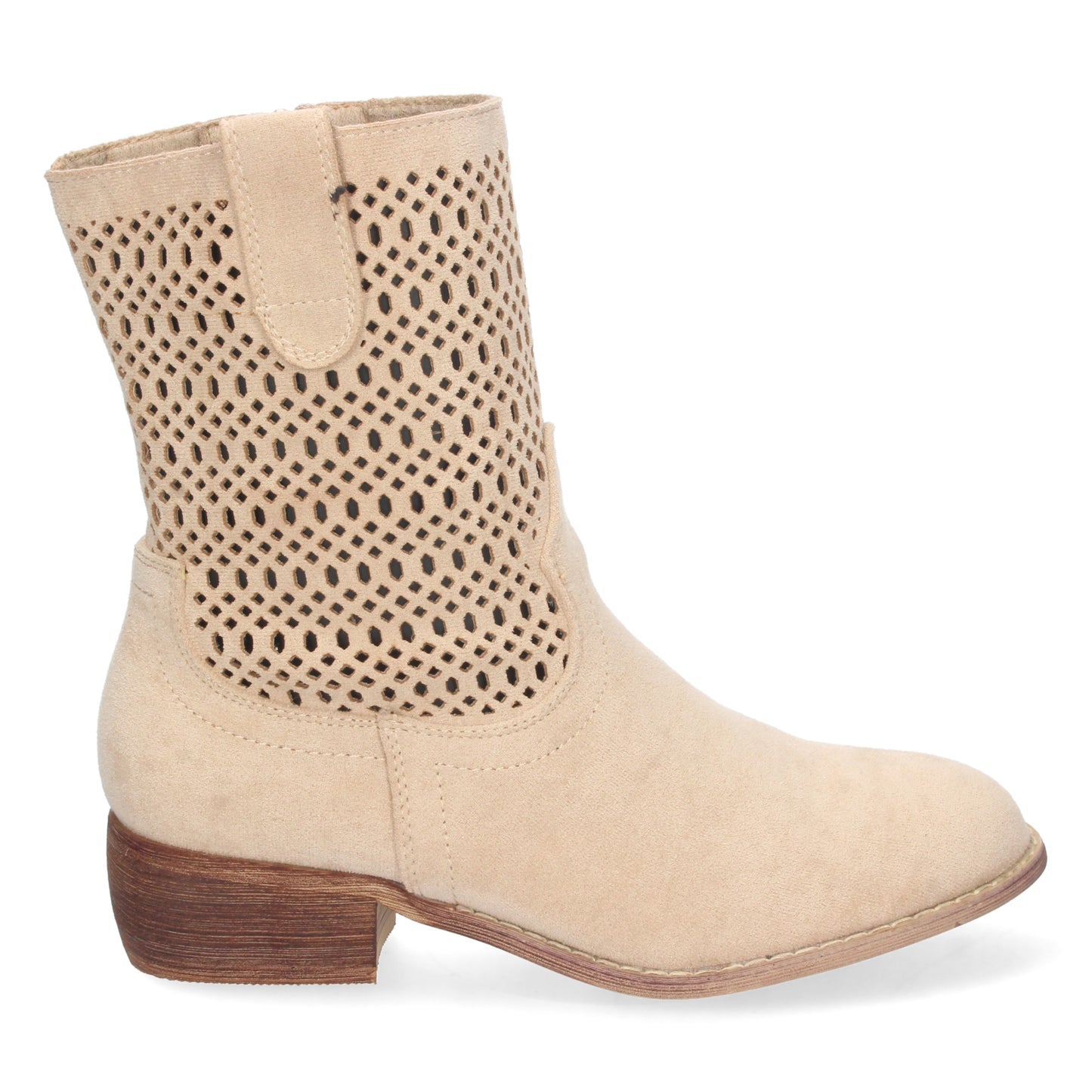 Botín de Tacón Bajo para Mujer Cómodo con Calados en la Caña y Cierre de Cremallera Primavera Verano