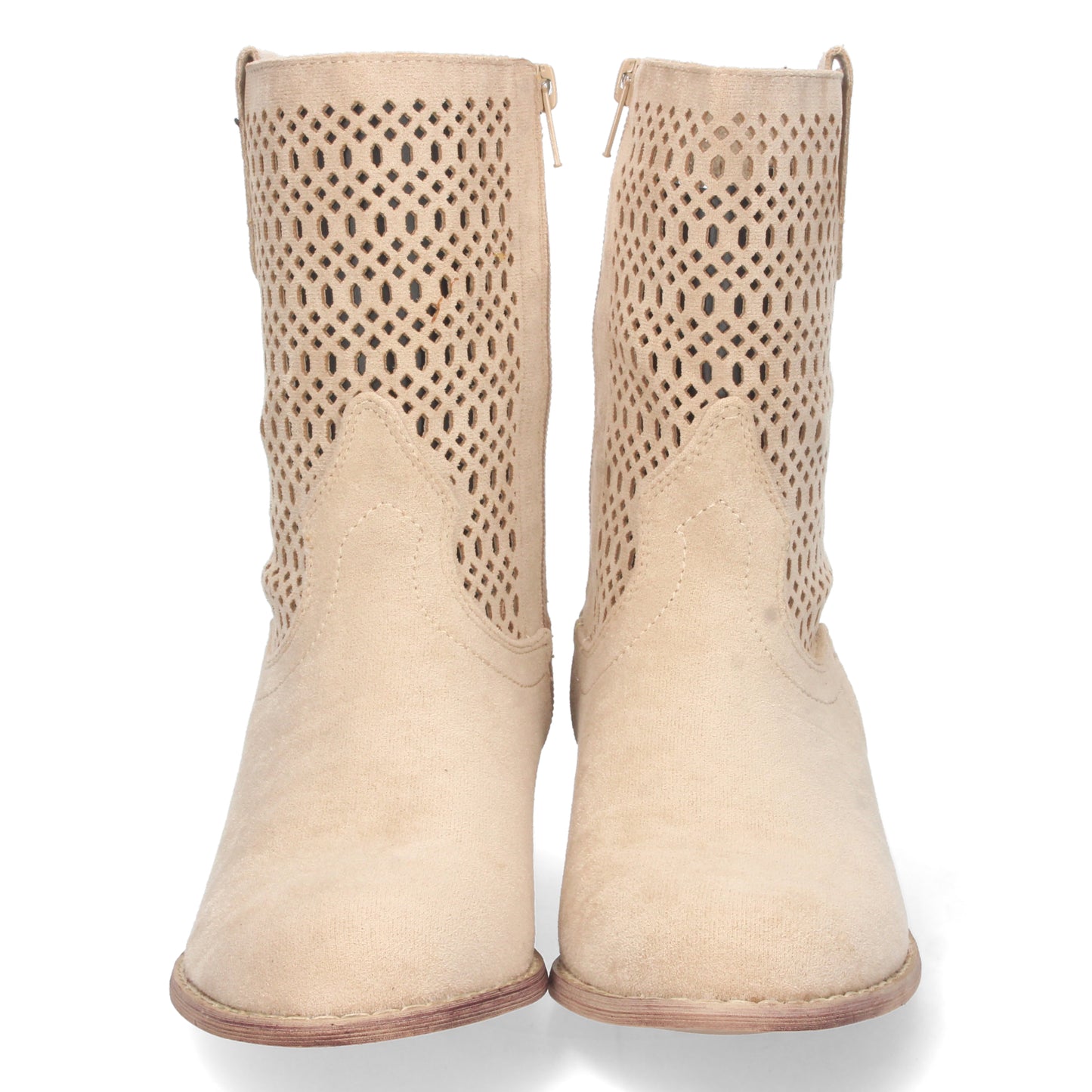 Botín de Tacón Bajo para Mujer Cómodo con Calados en la Caña y Cierre de Cremallera Primavera Verano