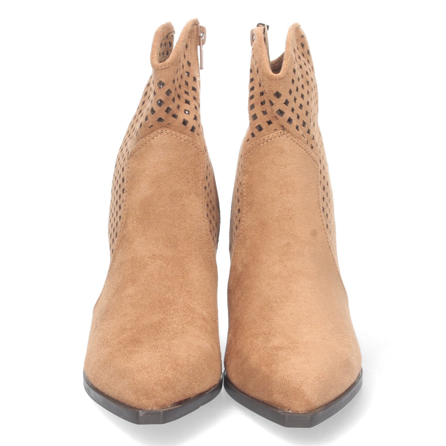 Botín de Tacón para Mujer Cómoda con Punta Fina con Calados en la Caña y Cierre de Cremallera Primavera Verano