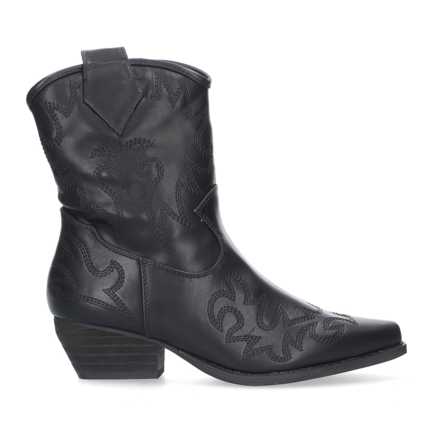 Botín de tacón bajo cómodo para mujer bordado en caña y pala.