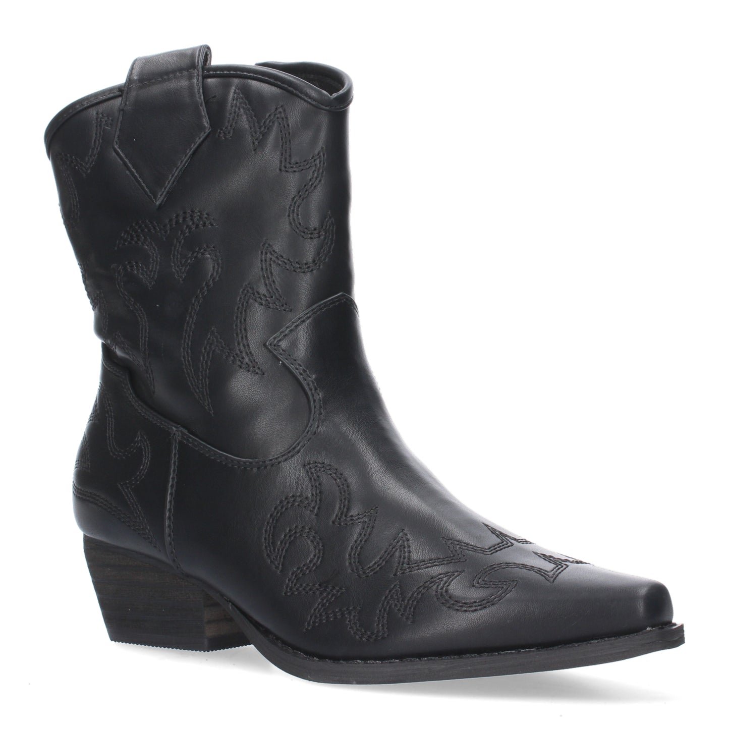 Botín de tacón bajo cómodo para mujer bordado en caña y pala.