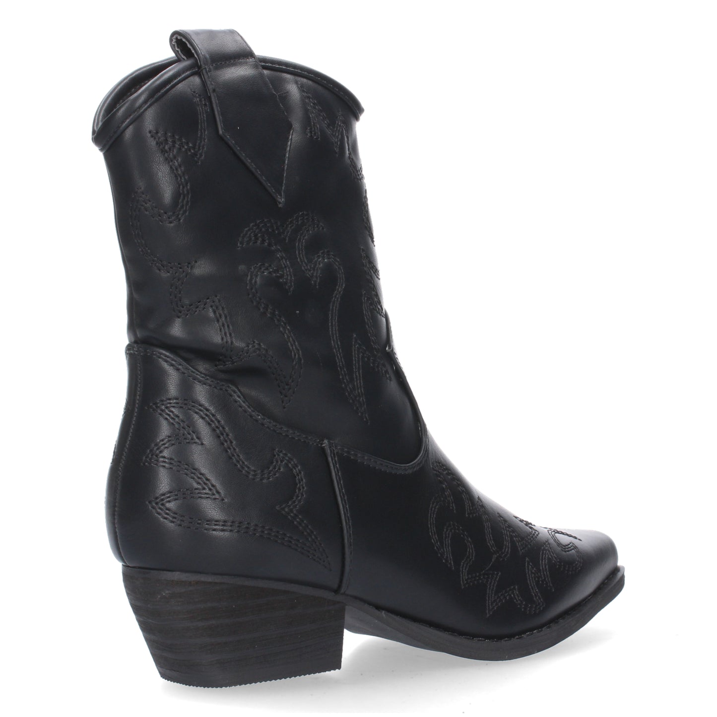 Botín de tacón bajo cómodo para mujer bordado en caña y pala.