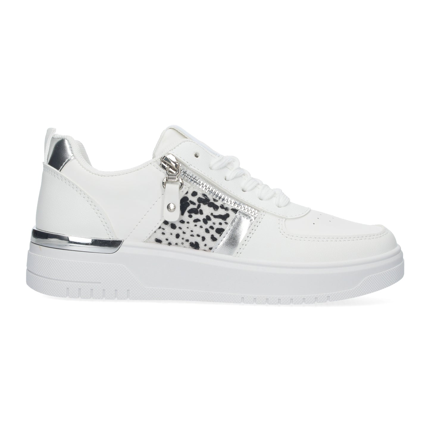 Zapatillas de mujer cómodas con detalles de animal print y dorado y adorno de cremallera dorada
