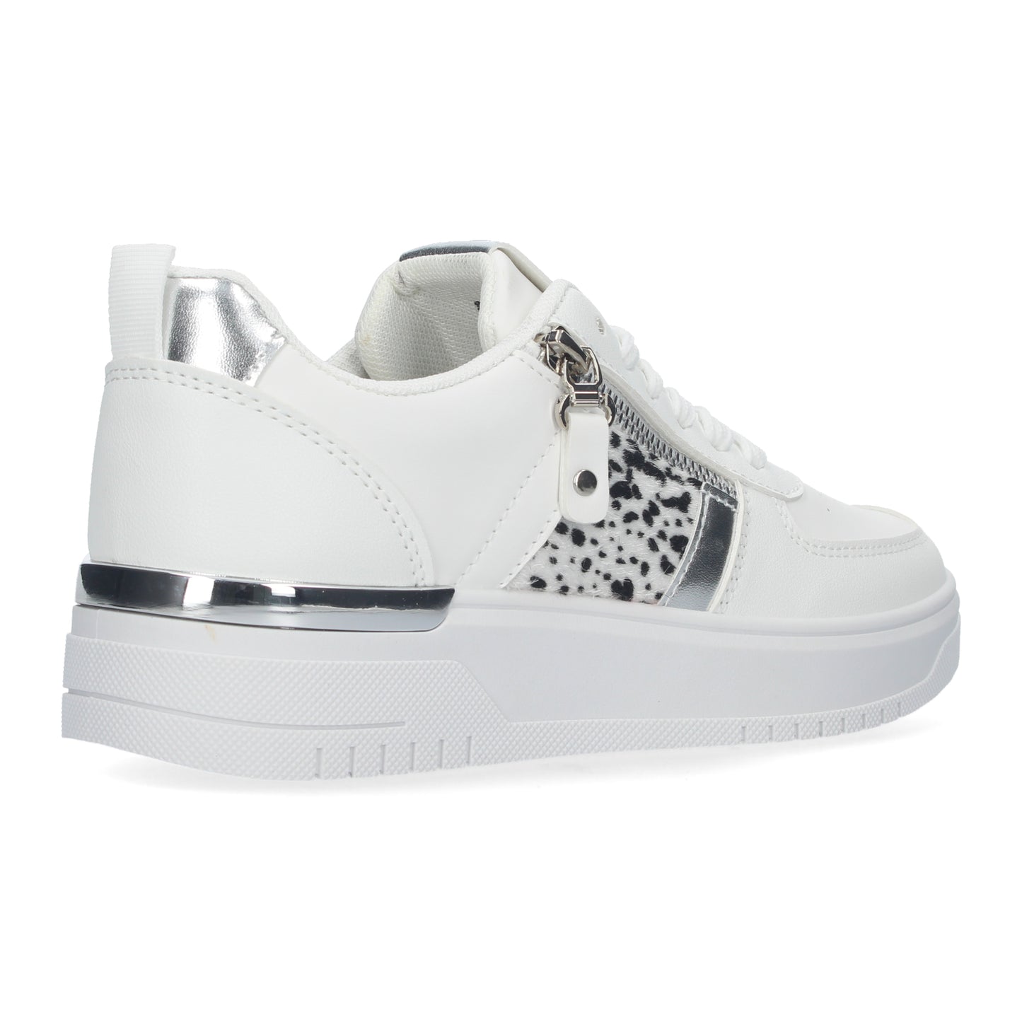 Zapatillas de mujer cómodas con detalles de animal print y dorado y adorno de cremallera dorada