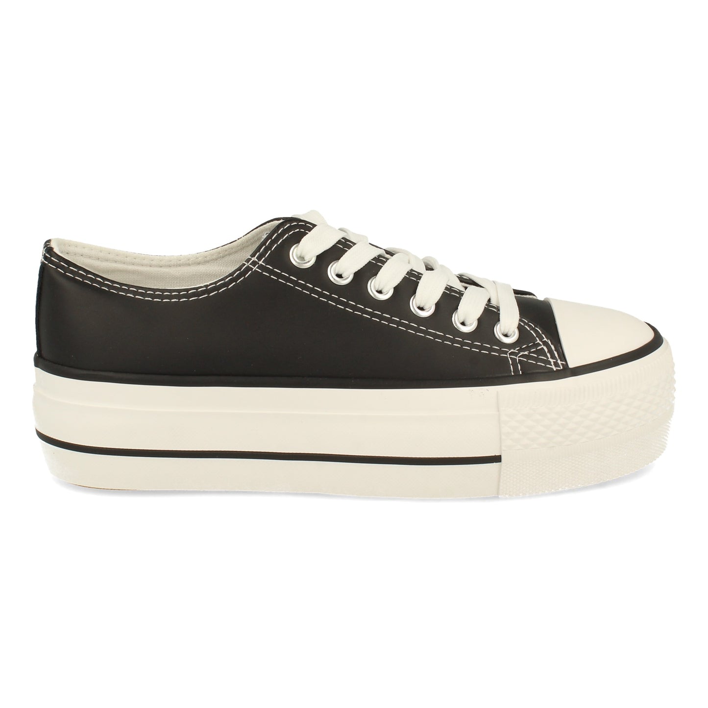 Zapatilla Cómodas Material Sintético de Polipiel Estilo Bamba y Casual con Plataforma Cierre de Cordones Otoño Invierno