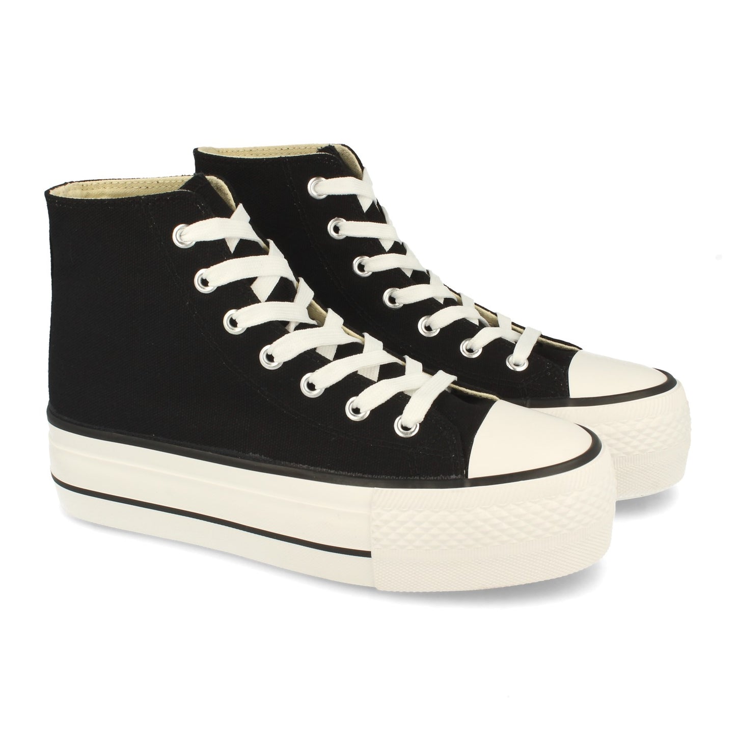 Zapatilla Abotinada Cómodas Material Textil de Lona Estilo Bamba y Casual con Plataforma Cierre de Cordones Primavera Verano