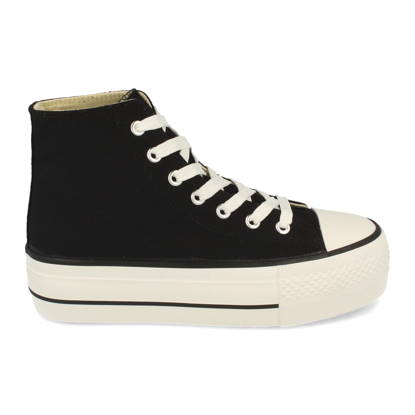 Zapatilla Abotinada Cómodas Material Textil de Lona Estilo Bamba y Casual con Plataforma Cierre de Cordones Primavera Verano
