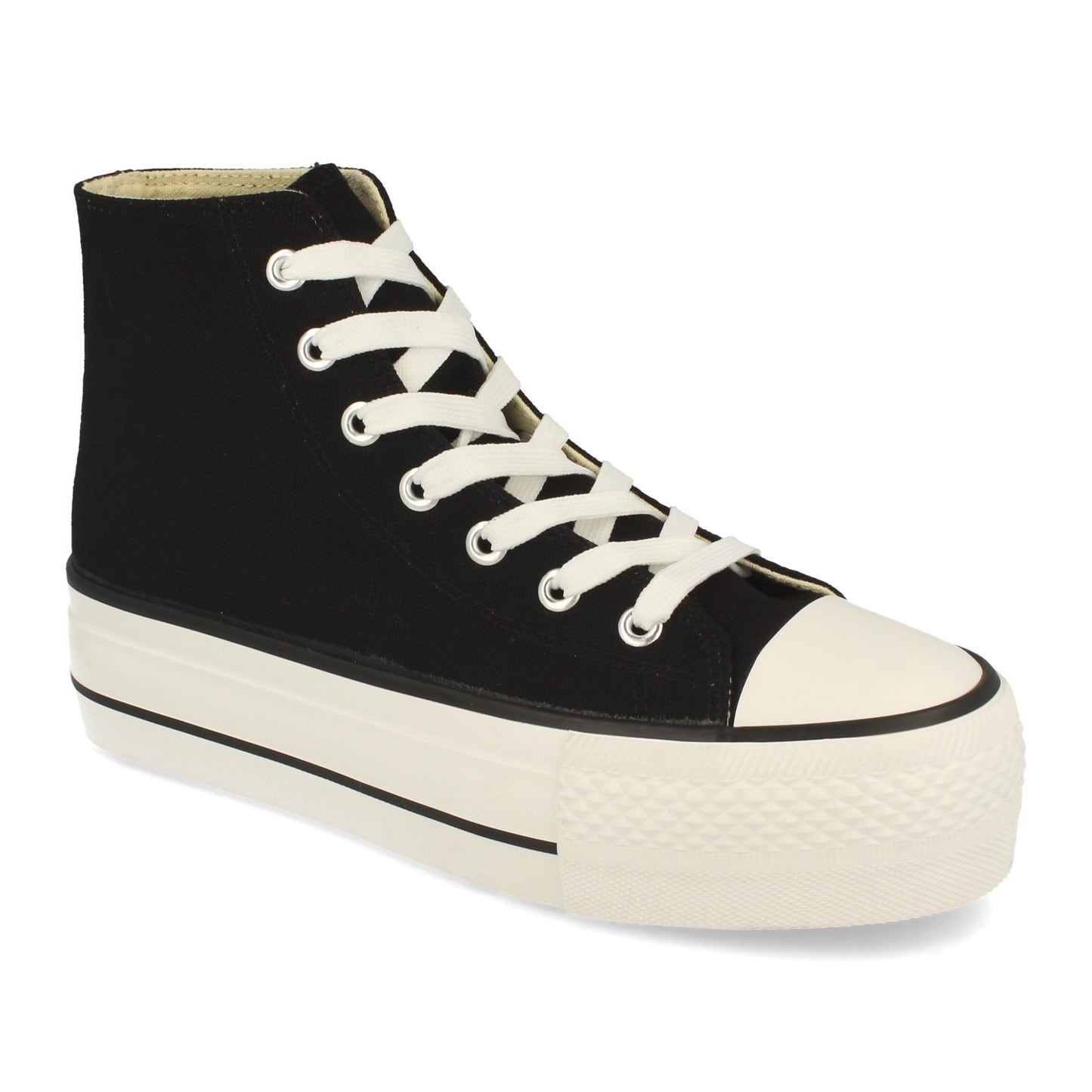 Zapatilla Abotinada Cómodas Material Textil de Lona Estilo Bamba y Casual con Plataforma Cierre de Cordones Primavera Verano