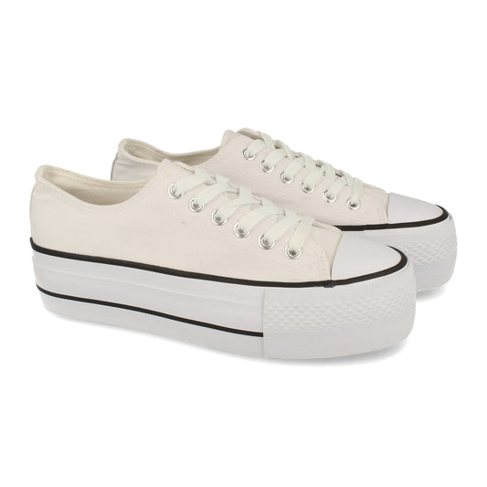 Zapatilla Cómodas Material Textil de Lona Estilo Bamba y Casual con Plataforma Cierre de Cordones Primavera Verano