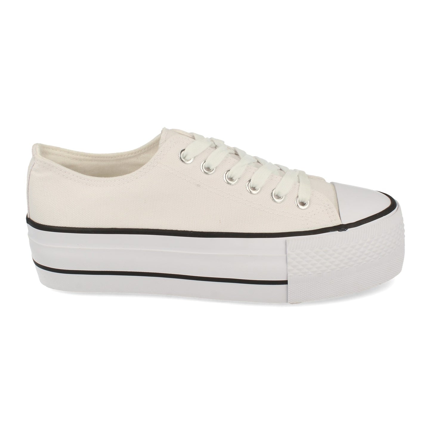 Zapatilla Cómodas Material Textil de Lona Estilo Bamba y Casual con Plataforma Cierre de Cordones Primavera Verano