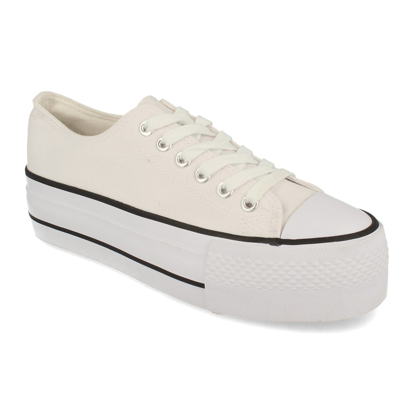 Zapatilla Cómodas Material Textil de Lona Estilo Bamba y Casual con Plataforma Cierre de Cordones Primavera Verano