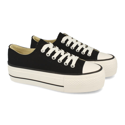 Zapatilla Cómodas Material Textil de Lona Estilo Bamba y Casual con Plataforma Cierre de Cordones Primavera Verano