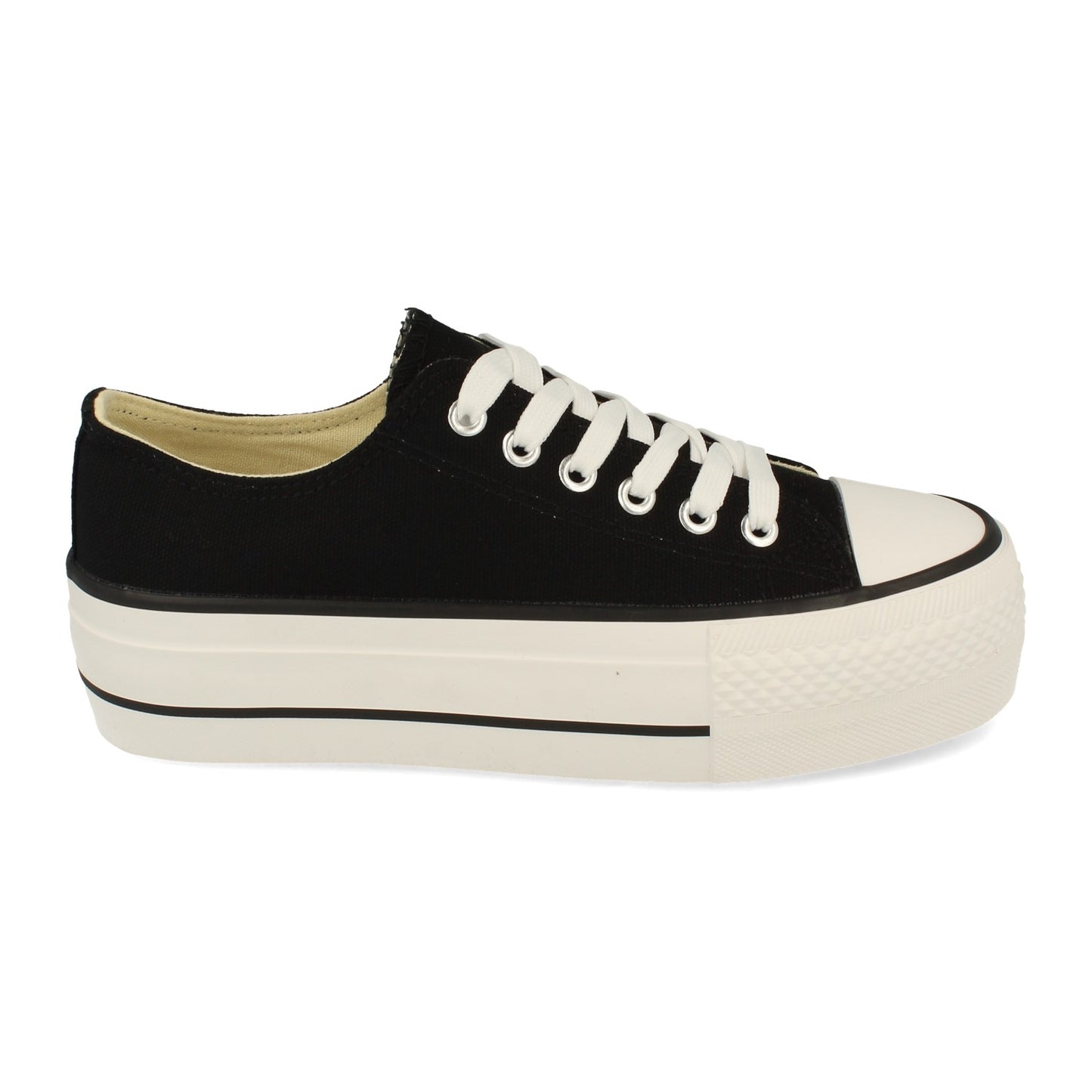 Zapatilla Cómodas Material Textil de Lona Estilo Bamba y Casual con Plataforma Cierre de Cordones Primavera Verano
