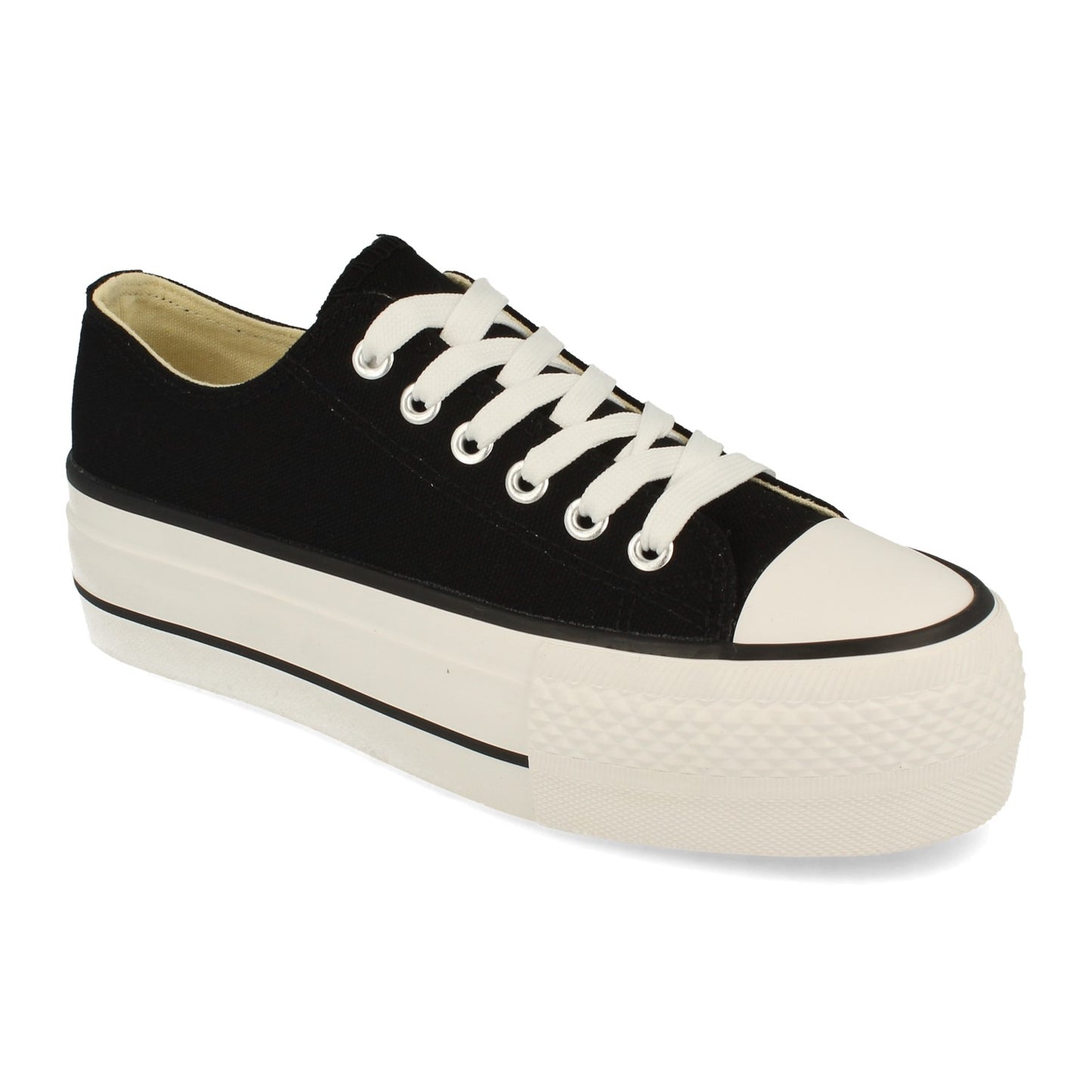 Zapatilla Cómodas Material Textil de Lona Estilo Bamba y Casual con Plataforma Cierre de Cordones Primavera Verano