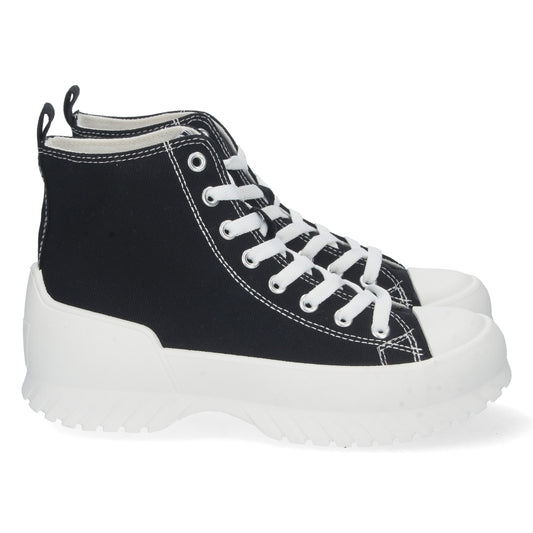 Zapatilla Abotinada para Mujer Cómoda Estilo Bamba con Material de Lona y Cierre de Cordones Otoño Invierno