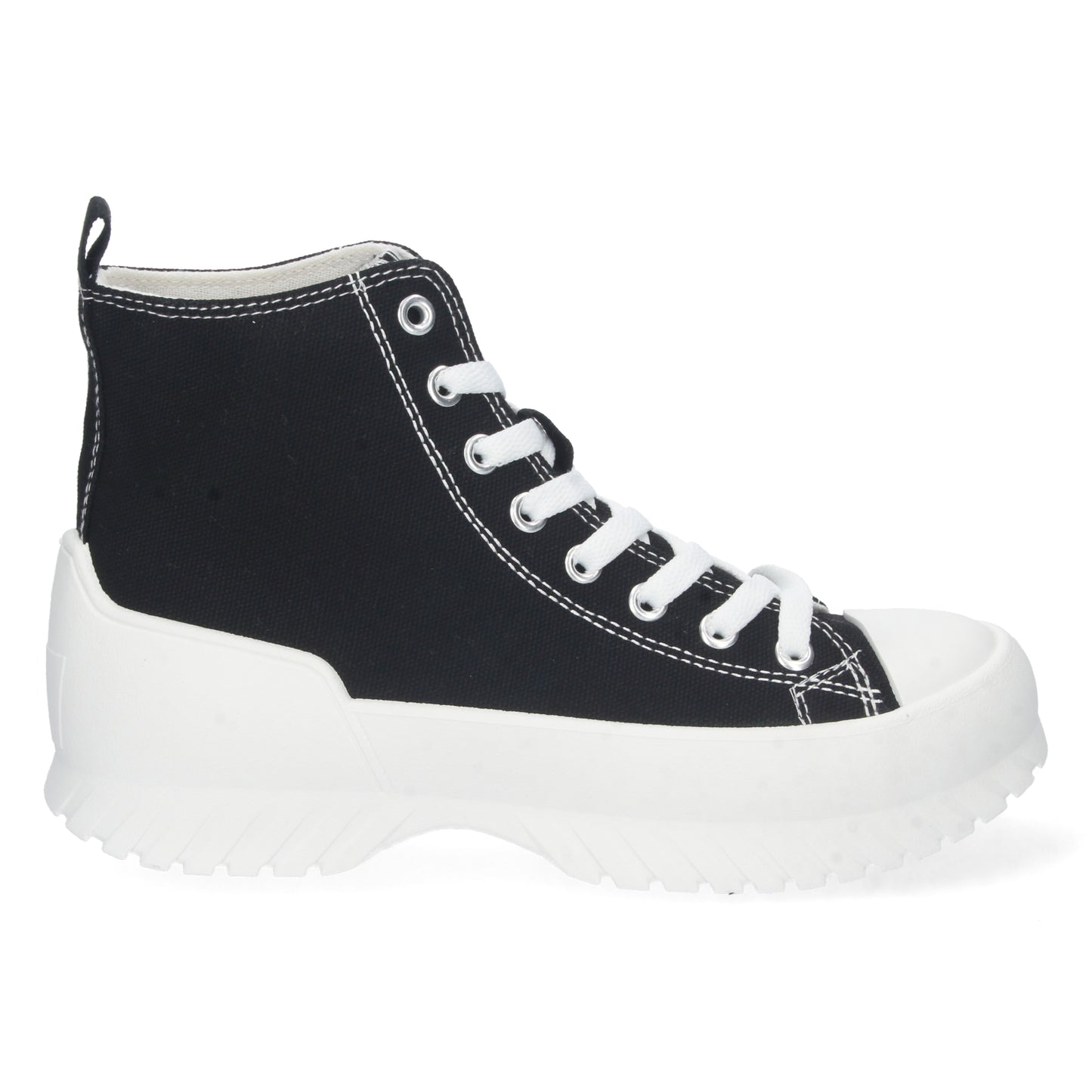Zapatilla Abotinada para Mujer Cómoda Estilo Bamba con Material de Lona y Cierre de Cordones Otoño Invierno