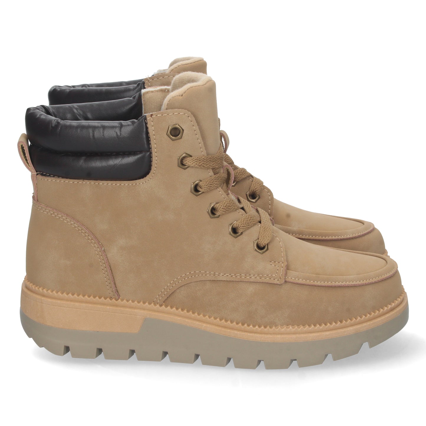 Botín Plano para Mujer Cómodo con Estampado Liso Acolchado y Cierre de Cordones Otoño Invierno