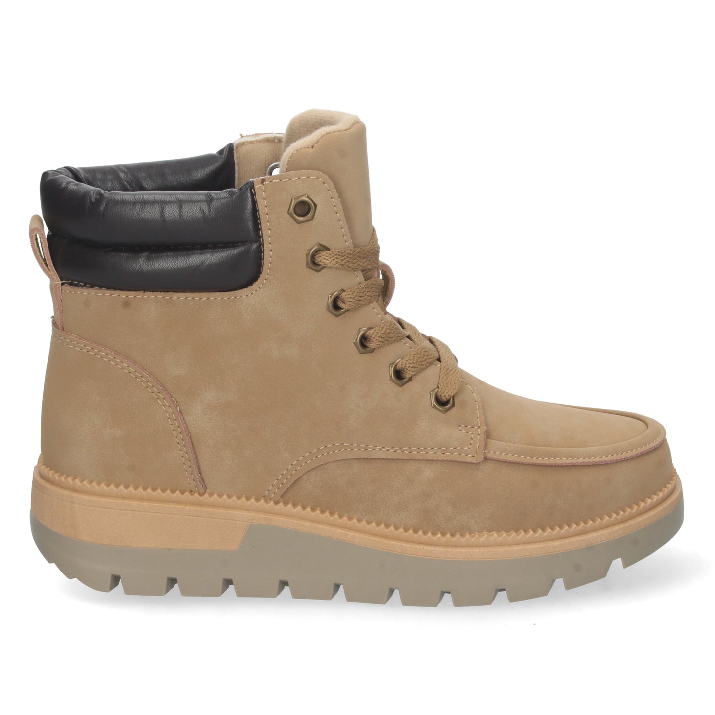 Botín Plano para Mujer Cómodo con Estampado Liso Acolchado y Cierre de Cordones Otoño Invierno