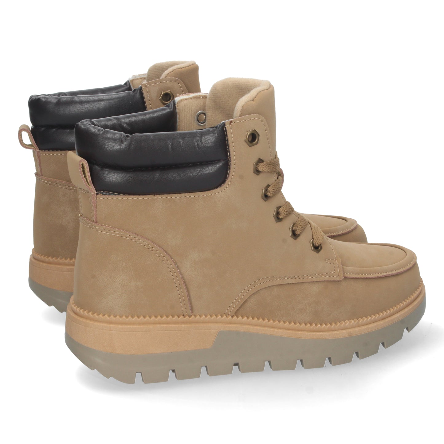 Botín Plano para Mujer Cómodo con Estampado Liso Acolchado y Cierre de Cordones Otoño Invierno