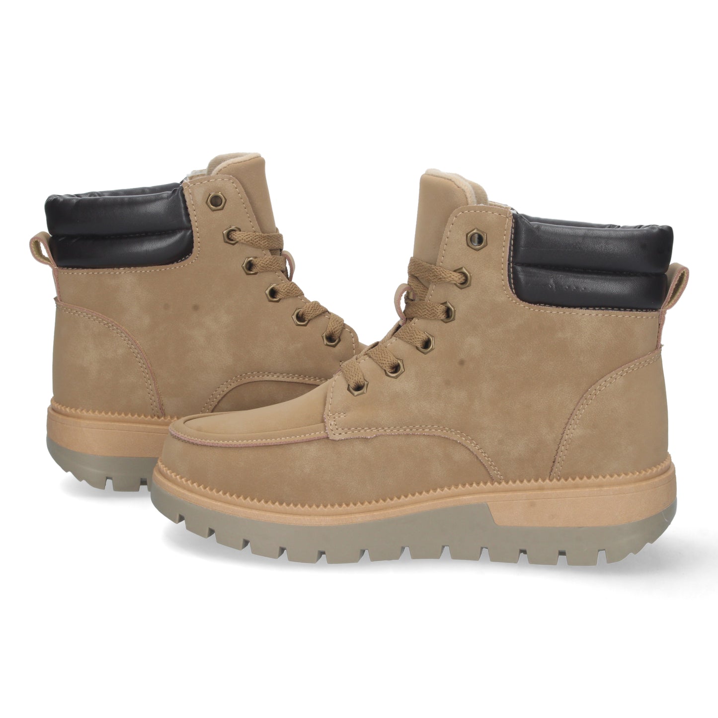 Botín Plano para Mujer Cómodo con Estampado Liso Acolchado y Cierre de Cordones Otoño Invierno