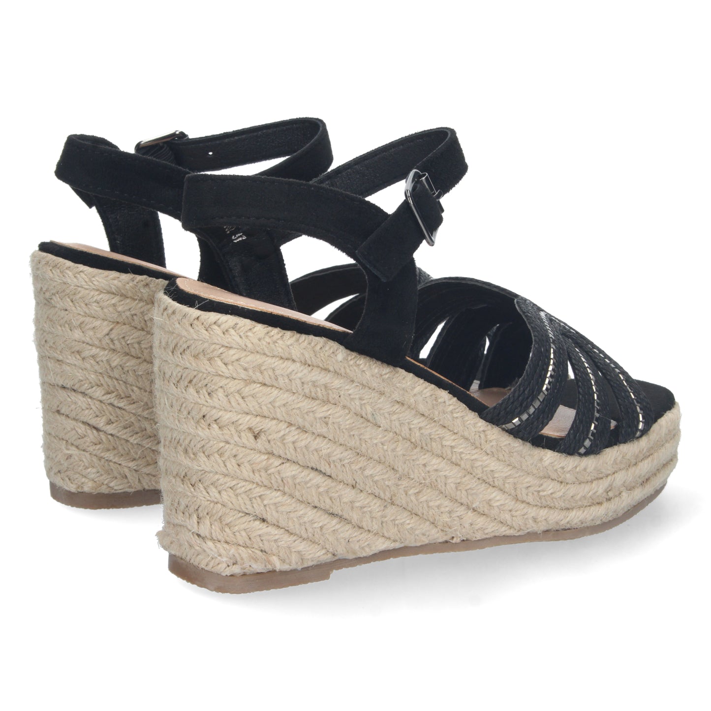 Sandalias de cuña, alpargatas de cuña, sandalias esparteras, sandalias tendencia verano 2023, consigue hasta un 20 % de descuento con los cupones de Let’s Secrets C5062-Negro