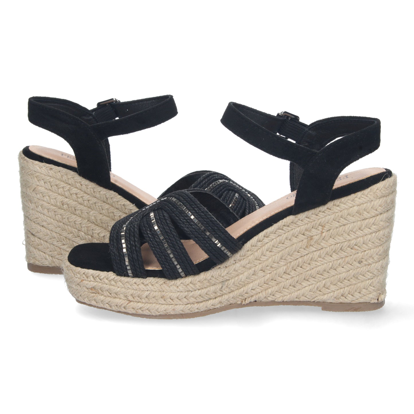 Sandalias de cuña, alpargatas de cuña, sandalias esparteras, sandalias tendencia verano 2023, consigue hasta un 20 % de descuento con los cupones de Let’s Secrets C5062-Negro