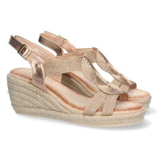 Sandalias planas con esparto, sandalias al tobillo, temporada verano de 2023 de Let's SecretsCF-2180-Champan