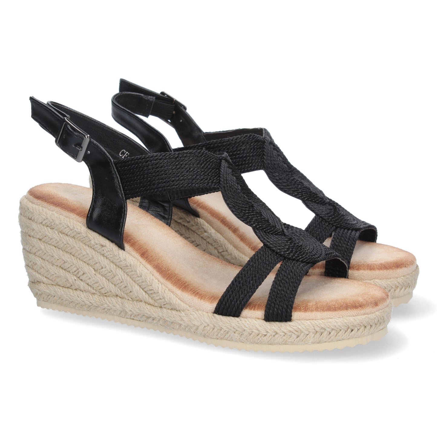 Sandalias tipo alpargatas para mujer, alpargatas negras, alpargatas con cuña para mujeres, temporada verano 2023, de Let's Secrets CF-2180-Negro