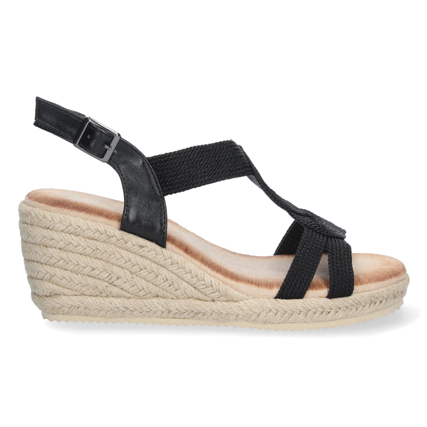 Sandalias tipo alpargatas para mujer, alpargatas negras, alpargatas con cuña para mujeres, temporada verano 2023, de Let's Secrets CF-2180-Negro