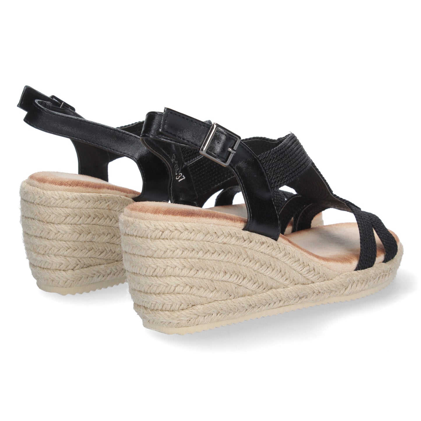 Sandalias tipo alpargatas para mujer, alpargatas negras, alpargatas con cuña para mujeres, temporada verano 2023, de Let's Secrets CF-2180-Negro