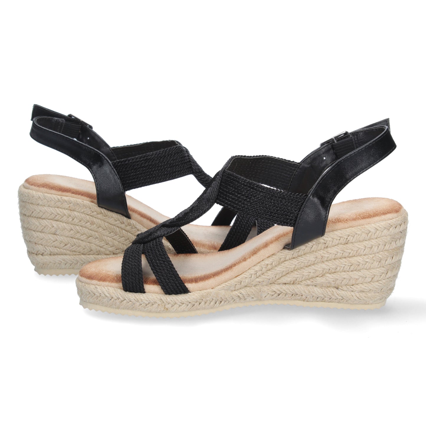 Sandalias tipo alpargatas para mujer, alpargatas negras, alpargatas con cuña para mujeres, temporada verano 2023, de Let's Secrets CF-2180-Negro