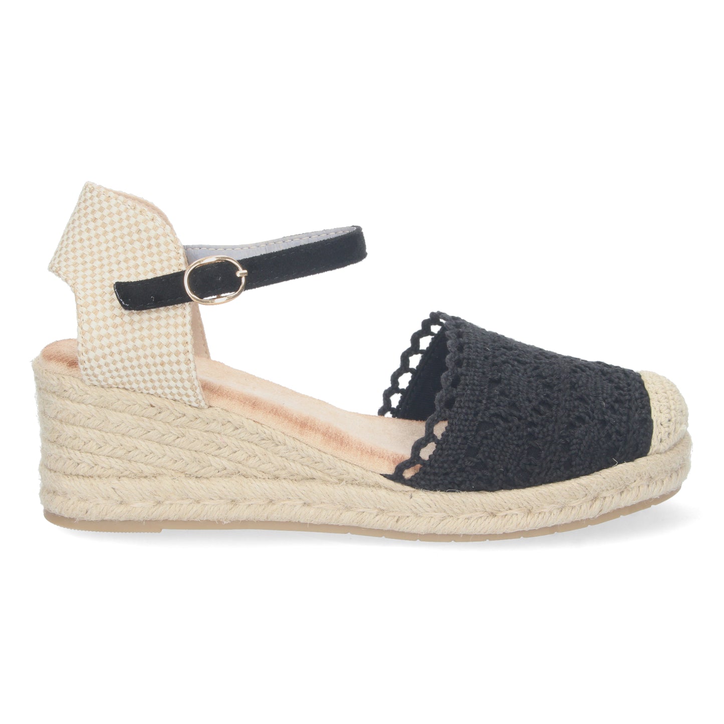 Sandalias de cuña, alpargatas de cuña, sandalias esparteras, sandalias tendencia verano 2023, descubre los cupones descuento de Let’s Secrets CF-2199-Negro