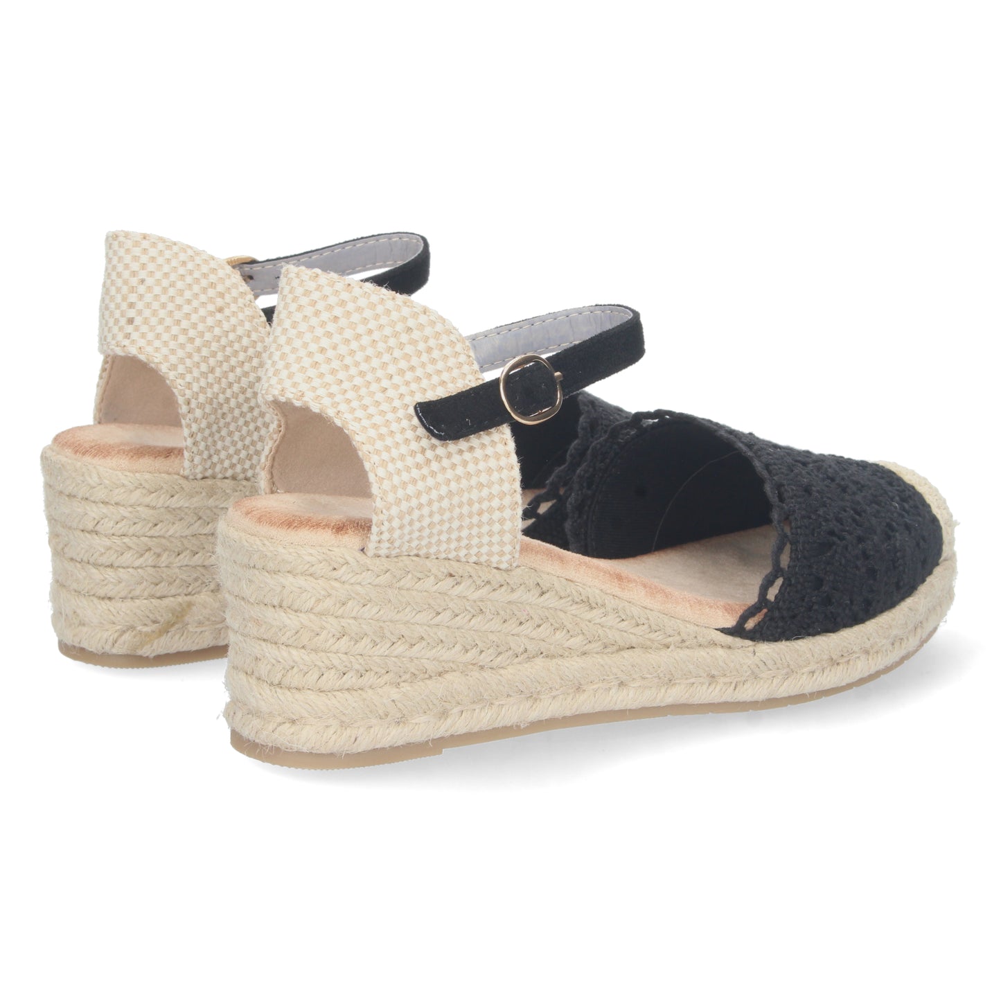Sandalias de cuña, alpargatas de cuña, sandalias esparteras, sandalias tendencia verano 2023, descubre los cupones descuento de Let’s Secrets CF-2199-Negro